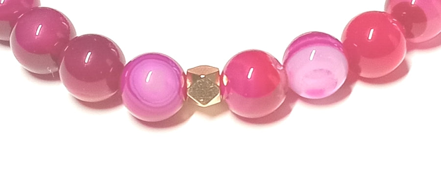 Schönes Armband Band-Achat Fuchsia Gold mit tollem Glanz