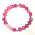 Schönes Armband Band-Achat Fuchsia Gold mit tollem Glanz