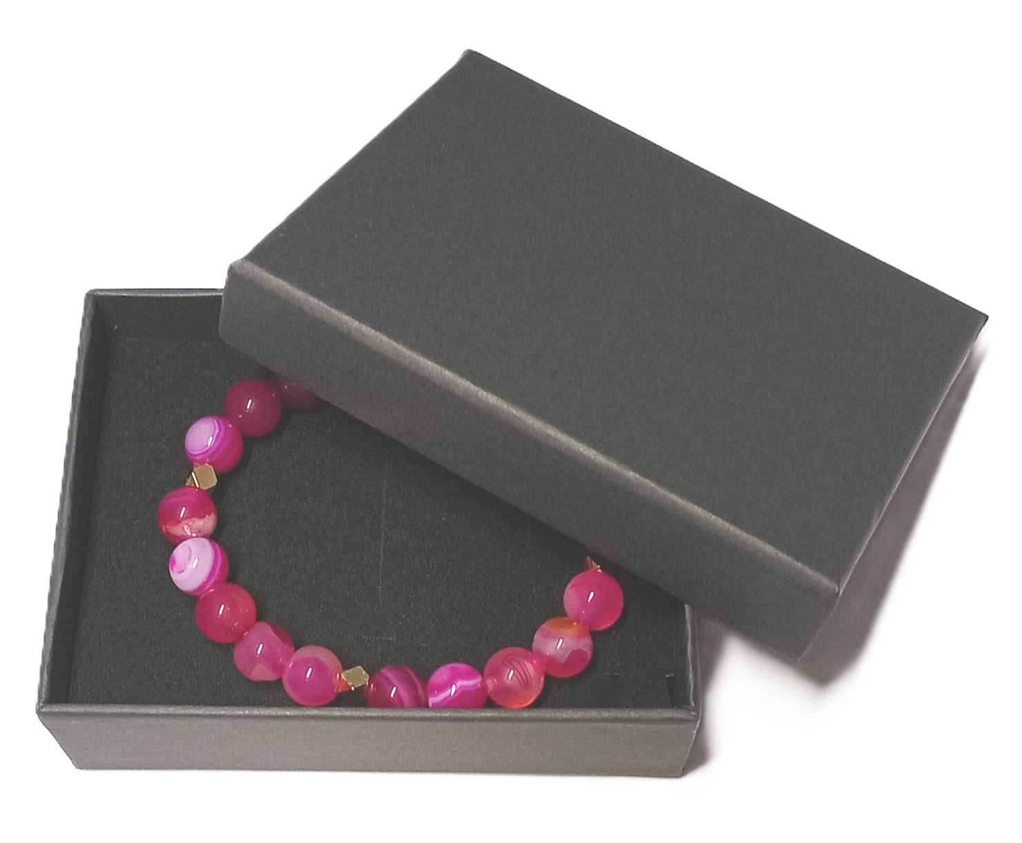Schönes Armband Band-Achat Fuchsia Gold mit tollem Glanz