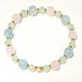 Schönes Armband Edelsteine bunt in Pastellfarben, Jade, Aquamarin, Rosenquarz, Gold