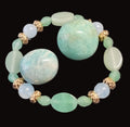 Schönes Armband aus Aventurin und Aquamarin mit Goldperlen