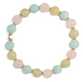 Buntes Amazonit - Armband mit Jade und Rosenquarz und Goldperlen
