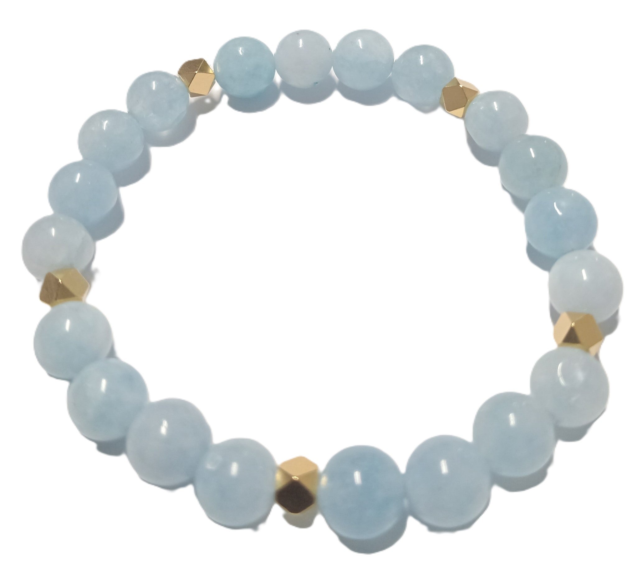 Schönes Armband aus Aquamarin mit hochwertigen Goldperlen und tollem Glanz