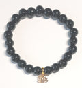 Onyx Armband mit goldener Lotusblüte