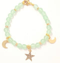 Armkette aus echter Jade mit goldenen Charms