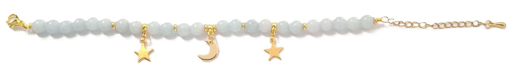Armkette aus Aquamarin mit goldenen Charms