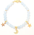 Armkette aus Aquamarin mit goldenen Charms