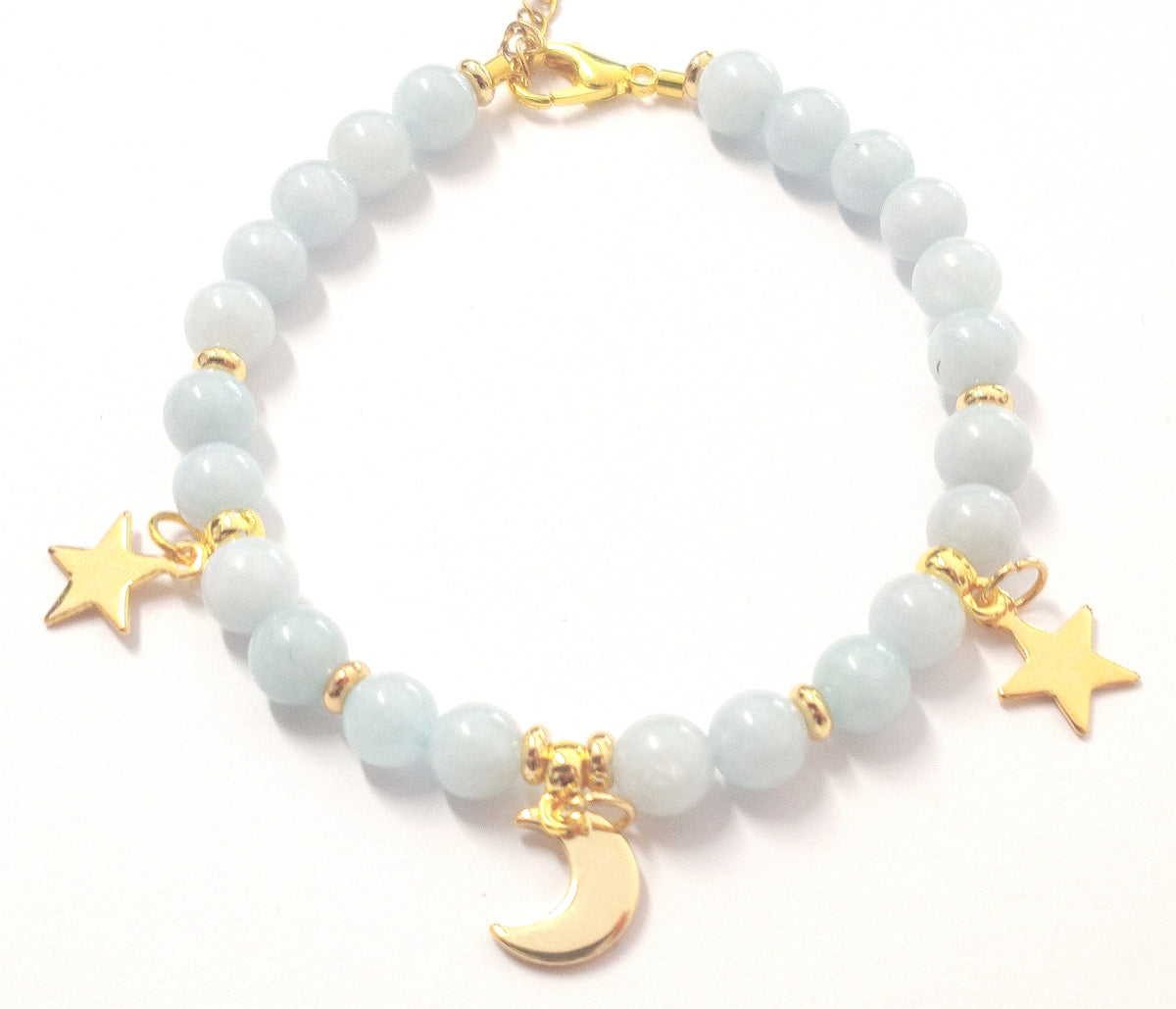Armkette aus Chalcedon mit goldenen Charms