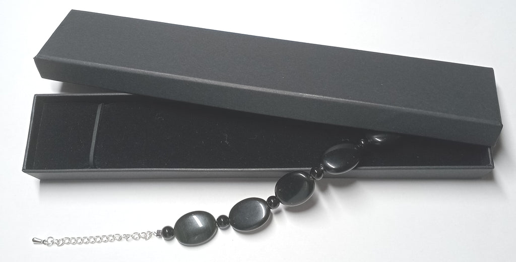Schöne Armkette aus schwarzem geschliffenem Obsidian