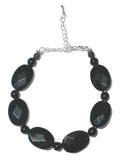 Schöne Armkette aus schwarzem geschliffenem Obsidian mit tollem Glanz